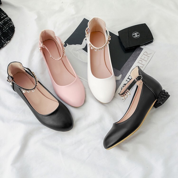 Fashion Flat Shoes Low Heel Round Toe PU Spring 2021 - Style e.html