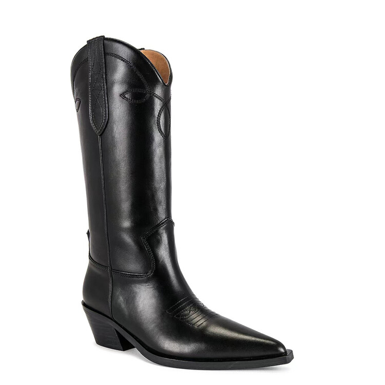 Women's High Heel Western Boots with Embroidery and Splicing