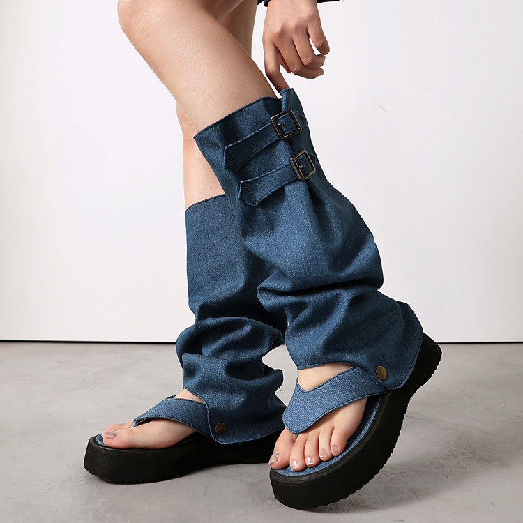 Bohemian High-Top Roman Sandals with Platform Heel and Metal Accents
