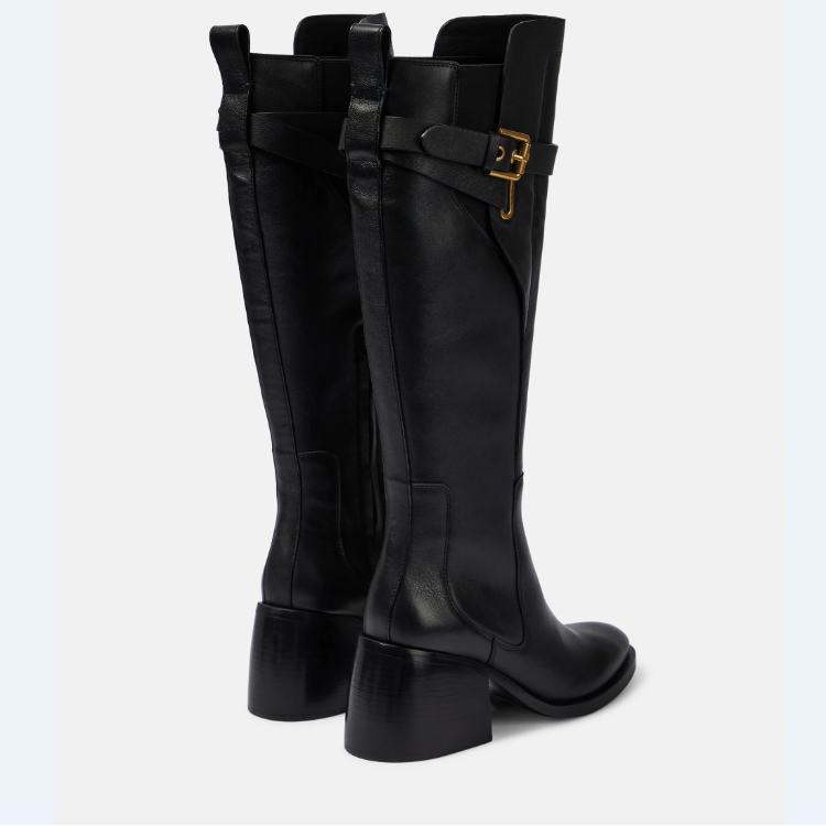Women's High Heel High Shaft Fashion Boots with Buckle and Metal Decoration - Image 5