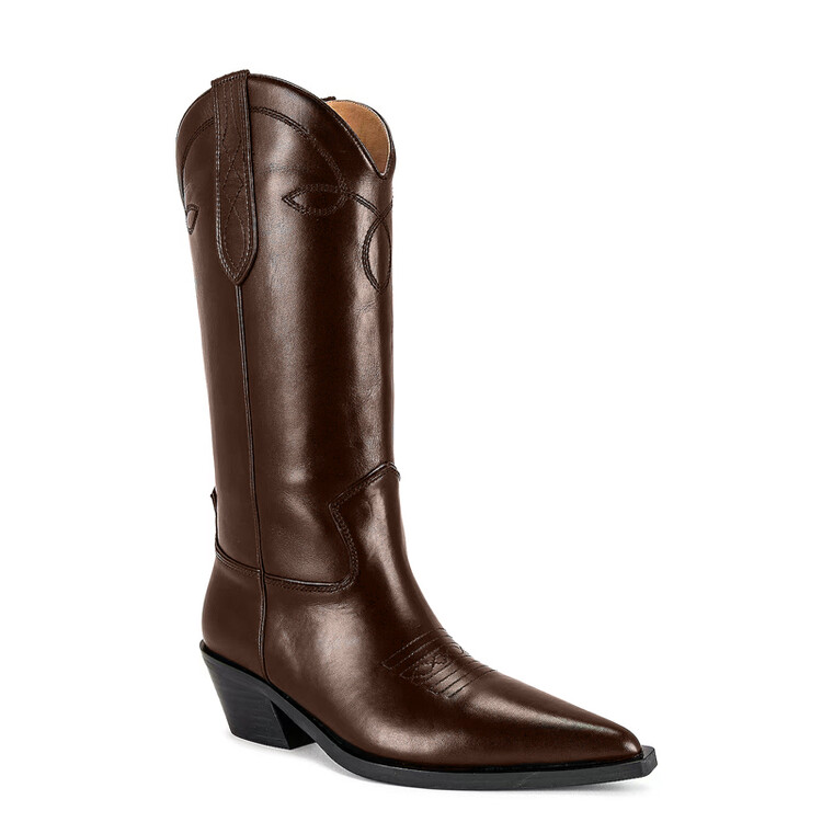 Women's High Heel Western Boots with Embroidery and Splicing - Image 4