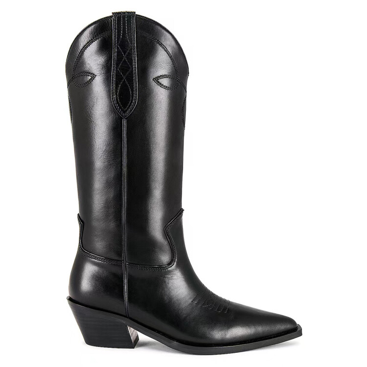 Women's High Heel Western Boots with Embroidery and Splicing - Image 5